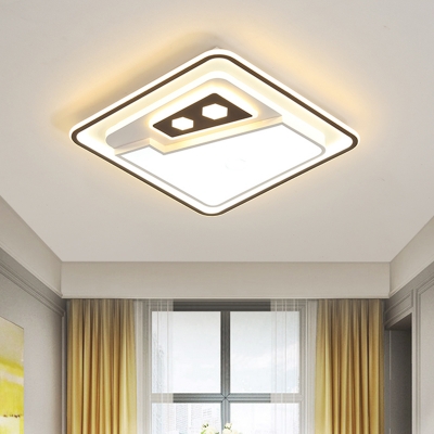Modernist Squared Ceiling Flush Acrylic LED Bedroom Flush Mount Lighting in White and Black
