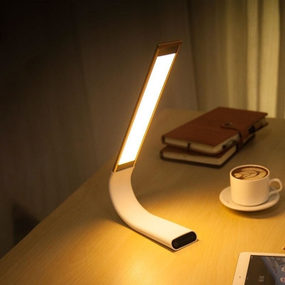 Pink Bending Rectangle Desk Lighting Minimalist LED Metal Reading Lamp for Study Room