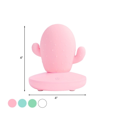 Silica Gel Cactus-Shape Night Lamp Cartoon LED Night Table Light in White/Pink/Blue for Kids Room