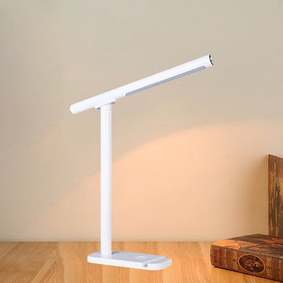 Slim Tube Rotatable Table Light Simple Metallic LED White Reading Book Lamp with Lanyard