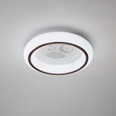 White Doughnut Ceiling Flush Minimalism LED Acrylic Flush Mount Light with Elk/Hot Air Balloon/Star Pattern