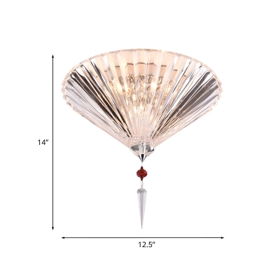 3/4-Bulb Flush Light Modern Cone Clear Prismatic Crystal Flush Mount Recessed Lighting