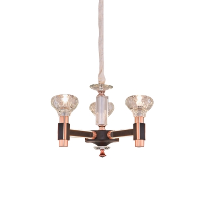 3/5 Lights Beveled Glass Crystal Chandelier Modern Rose Gold Gemstone Living Room LED Suspension Lamp