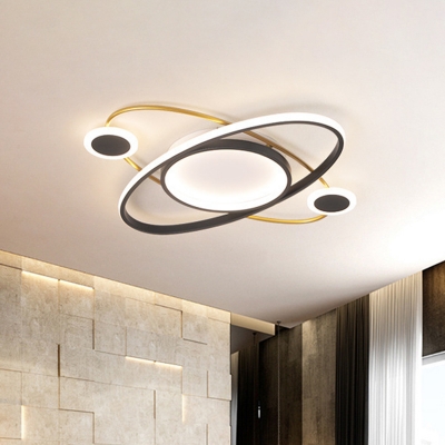 Acrylic Planet Flush Light Fixture Modernist LED White Finish Flush Mount Lamp for Bedroom in Warm/White Light