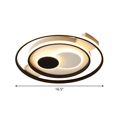 Black Circle Ring Flush Mount Lighting Simple 16.5