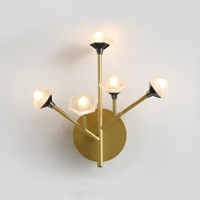 Black/Gold Flower Branch Sconce Lamp Modernist 5-Head Opal Matte Glass Wall Mounted Lighting Fixture