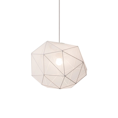 Black/White Faceted Globe Pendant Light Minimalist Fabric 1 Bulb Bedroom Ceiling Suspension Lamp