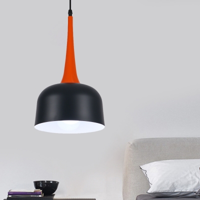 Bowled Kitchen Island Lighting Nordic Iron 1 Head Black Hanging Ceiling Light with Orange Handle