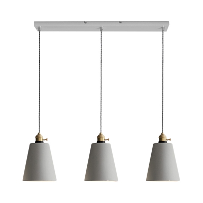 Cement Grey Multi Ceiling Light Bell/Cone/Drum 3 Bulbs 3
