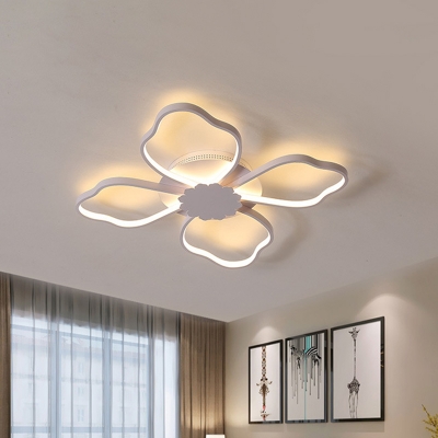Clover Flush Light Fixture Modern Acrylic LED White Flush Lamp in Warm/White Light for Living Room