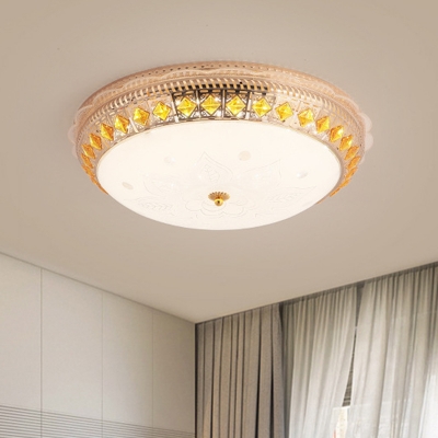 Domed Bedroom Ceiling Flush Mount Modern Crystal LED Gold Flush Lighting Fixture