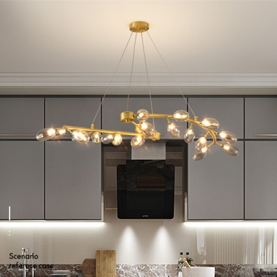 Grape Shape Chandelier Post-Modern Metallic 20-Head Dining Room Hanging Ceiling Light in Gold