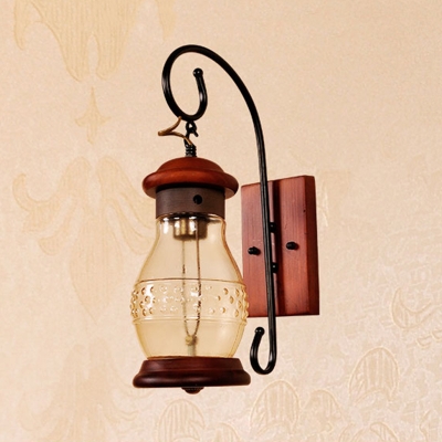 Lantern Bedroom Wall Lighting Ideas Industrial Frosted Glass 1-Light Copper Sconce Light Fixture with Swirl Arm