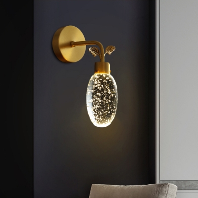 LED Wall Mount Lighting Modernist Oval Bubble Crystal Wall Lamp Sconce in Gold for Bedside