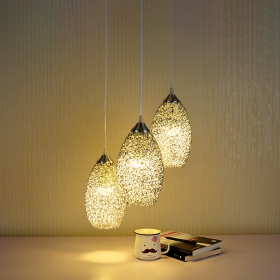 Modern 3 Light Cluster Pendant Chrome Ellipse Hanging Lamp with Aluminum Lampshade