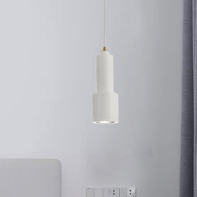 Modern Nordic Tube Hanging Light Kit Marble 1-Light Living Room Drop Pendant Lamp in White/Green