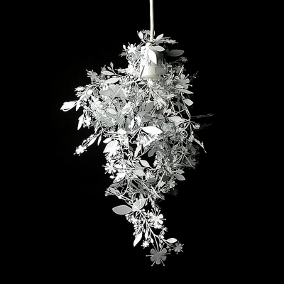 Shattered Flower Pendant Light Fixture Modernist Metal 1 Head Chrome Finish Suspension Lamp