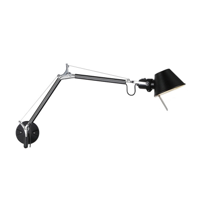 Silver/Black Swing Arm Wall Lamp Industrial Metal 1 Head Dining Room Wall Mounted Light