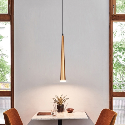 Tapered Restaurant Suspension Lamp Metal 1 Light Modernist Ceiling Hang Fixture in Grey/White/Red