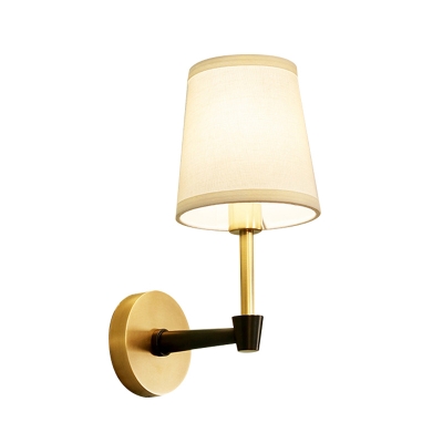 Traditional Barrel Sconce Light Fixture 1/2-Head Fabric Wall Lighting Ideas in Black and Gold