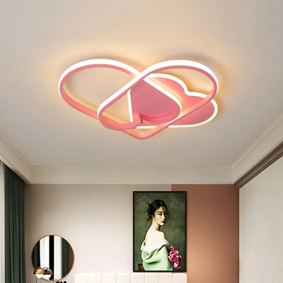 Twisting Loving Heart Flush Mount Contemporary Acrylic Pink LED Ceiling Fixture for Bedroom