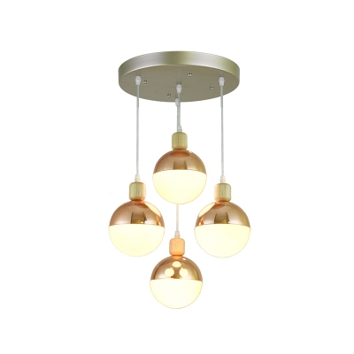 White Glass Modo Cluster Pendant Postmodern 3/4 Bulbs Rose Gold Ceiling Suspension Light