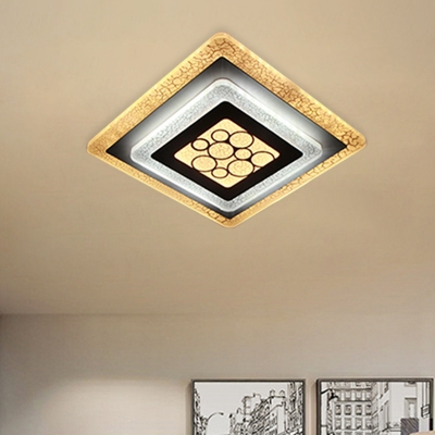 Acrylic Rhombus Flush Mounted Lamp Modernist LED Flush Ceiling Light in White-Black with Crackle Design