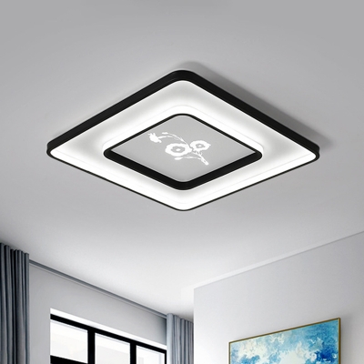 Bedroom LED Ceiling Mounted Fixture Modernist Black Floral Pattern Flushmount Lighting with