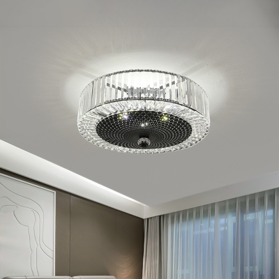 Black 4/5 Lights Flush Mount Lighting Simple Faceted Crystal Drum Ceiling Flush for Bedroom