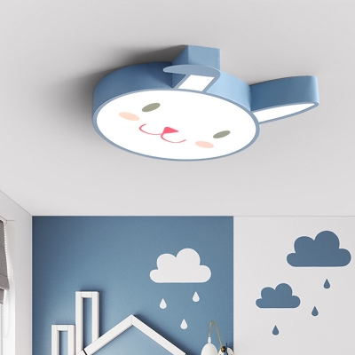 Blue/Pink/White Rabbit Ceiling Flush Modernist Acrylic LED Flushmount Lighting for Bedroom