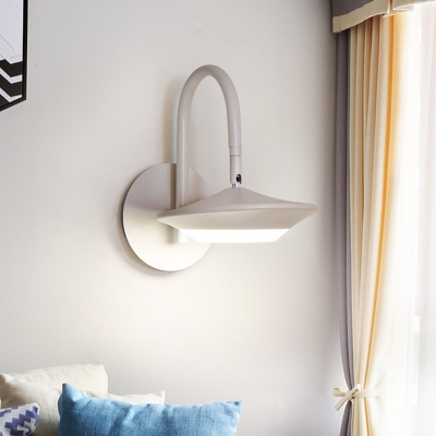 Coffee/White Rotatable Urn Wall Lamp Sconce Contemporary Metal LED Wall Mounted Light with Gooseneck Arm for Bedroom