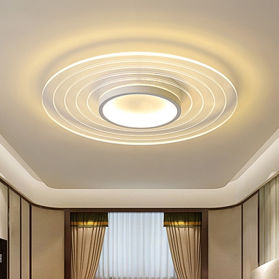 Disk Flush Mount Lighting Modern Acrylic LED White Flush Lamp Fixture in Warm/White Light for Bedroom, 16.5