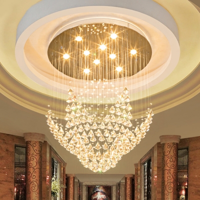 Flower Shape Crystal Drape Flush Mount Modern Stylish 8 Lights Parlor Ceiling Lighting Fixture in Chrome