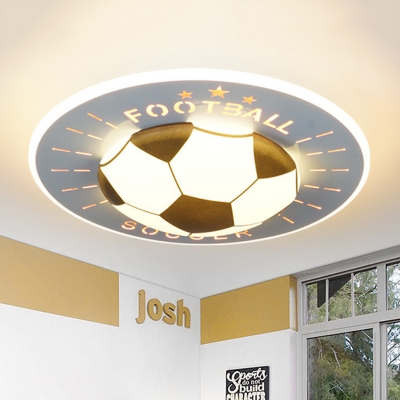 Football Shaped Ceiling Light Flush Mount Contemporary Acrylic Blue/White LED Lighting Fixture for Bedroom
