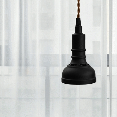 Iron Domed Drop Pendant Light Vintage 1 Head Restaurant Ceiling Suspension Lamp in Black