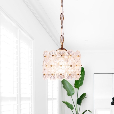 Modern Daisy Frosted White Glass Pendant Single-Bulb Suspension Lighting over Dining Table