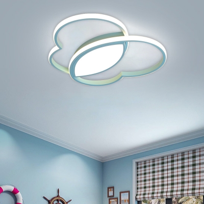 Nordic LED Flush Mount Ceiling Light White/Pink/Blue Finish Heart Design Lighting Fixture with Acrylic Shade for Bedroom