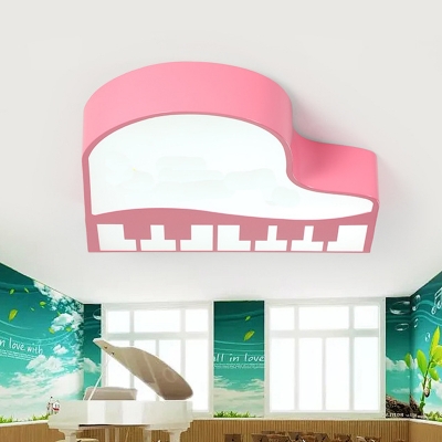 Piano Shaped LED Flush Mount Lamp Contemporary Acrylic Pink Ceiling Mounted Fixture for Kindergarten