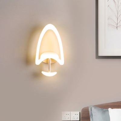 Spade Shaped Wall Sconce Modernism Acrylic LED White Wall Mounted Lighting in White/Warm Light