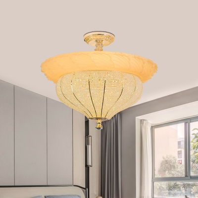 Urn Shape Bedroom Semi Flush Mount Industrial Crystal LED Gold Flush Light Fixture