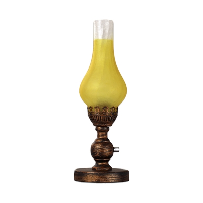 Vase Orange/Clear Water Glass Table Light Vintage 1 Bulb Bedroom Desk Lighting with Metal Base