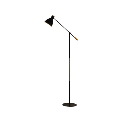 White/Black Domed Floor Lighting Minimalist 1 Head Metallic Standing Floor Lamp with Rotatable Arm