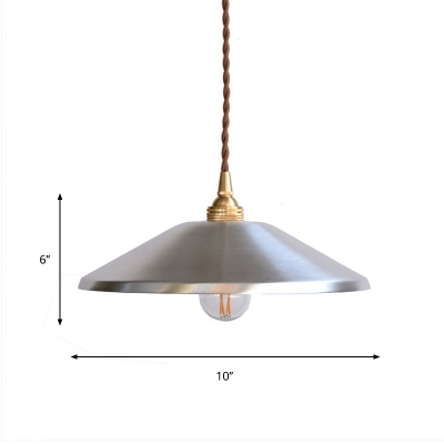 1-Bulb Down Lighting Industrial-Style Silver Finish Metallic Ceiling Hang Fixture