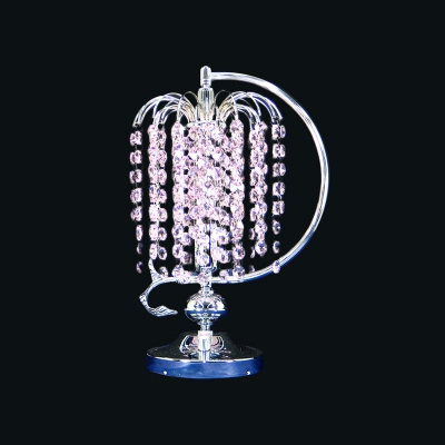 1-Bulb Wicker Shaped Night Lamp Contemporary Pink/Yellow/Blue Crystal Stand Night Table Light