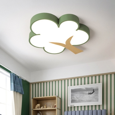 Acrylic Tree Ceiling Light Fixture Contemporary Grey/Green LED Flush Mount Lamp for Bedroom