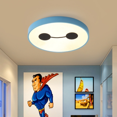 Blue Circle Ceiling Mounted Light Nordic LED Acrylic Flush Lamp Fixture in White/Warm Light for Kids Room