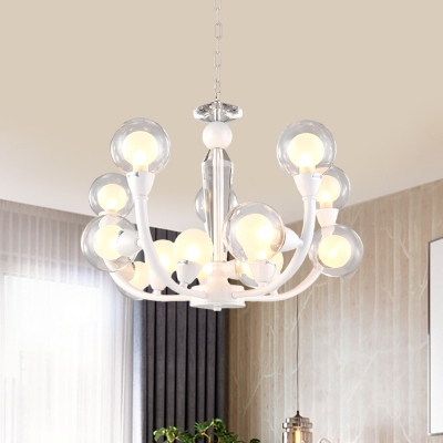 Bubble Dining Hall Up Chandelier Modernism 15/24-Bulb Clear Glass Hanging Pendant Light in White