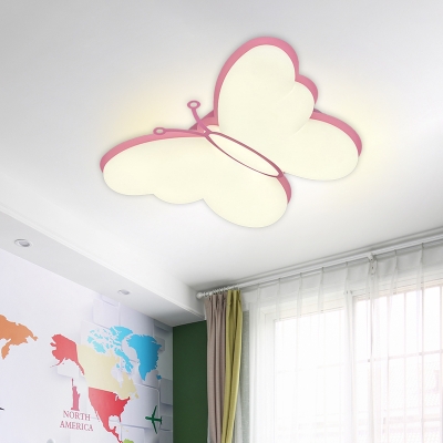 Butterfly Bedroom Flushmount Acrylic LED Modern Style Flush Ceiling Light in Pink/Yellow/Blue