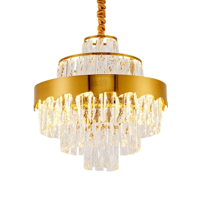 Crystal Gold Chandelier Lighting Tiered 9/12 Lights Postmodern Suspension Light, 16