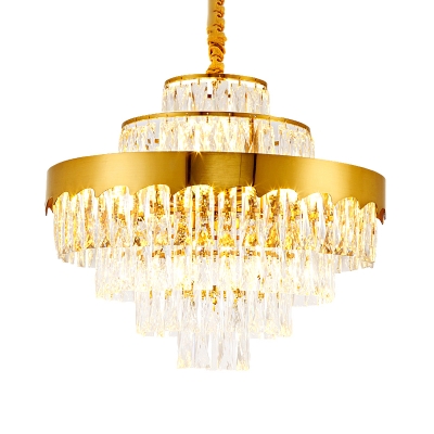 Crystal Gold Chandelier Lighting Tiered 9/12 Lights Postmodern Suspension Light, 16
